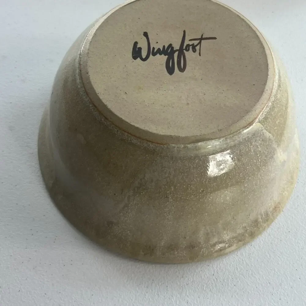 Wingfoot Signed Studio Art Pottery Bowl Glazed 9x4